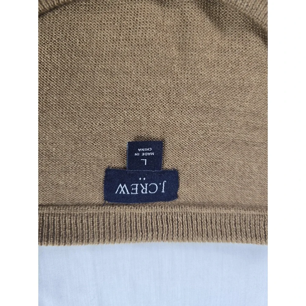 J Crew Sweater Mens Large Brown Merino Wool Crewneck Knit Pullover Lightweight